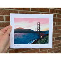 Kunstdruck Golden Gate Bridge Sonnenuntergang | Limitierte Edition Kunstdruck von HannahArtandPrints