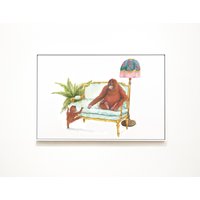 Orang-Utan A3 Kunstdruck - Baby Liebhaber Geschenk Primate Schlafzimmer Einweihungsparty Geschenk - Kinderzimmer Bild Familien Kunstwerk Vintage von HannahFarrs