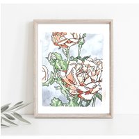 Orange Rose Print - Blumengarten Kunstdruck Aquarell Malerei Reproduktion Druck von HannahGuthrieDesigns