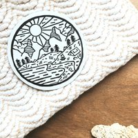 Traum Natur Magnet - Abtraktes Design Camping Szene Langlebiger Kühlschrankmagnet Linoldruck Traum Natur Magnet - Abtraktes Design Camping Szene Langlebiger Kühlschrankmagnet Linoldruck von HannahGuthrieDesigns
