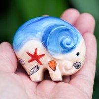 Handbemalte Strand Elefant Figurine Blaue Keramik Küsten Dekor Handbemalte Strand Elefant Figurine Blaue Keramik Küsten Dekor von HannahLoveCeramics