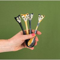 Handgemachte Keramik Katzenlöffel Entworfen Von Hannah Turner, Lustige Keramiklöffel in Form Katzen Tolles Geschenk Für Kinder Und Erwachsene von HannahTurnerShop
