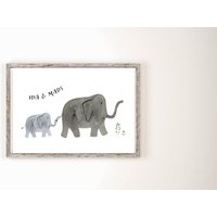 Geschwisterbild, Kinderzimmer Poster, Elefanten Geschwisterliebe, Geschenk Zur Geburt, Muttertag von HannahsFirlefanz