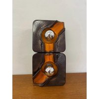1/2 Pan Leuchten/Goebel Keramik Wandleuchte Wandlampe in Orange Und Braun 60Er Mid Century Vintage von HannoverVintagestore