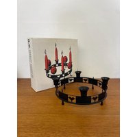 B. R. Denmark Adventskranz/Kerzenhalter Aus Eisen in Schwarz Mit Ovp 70Er Mid Century Vintage von HannoverVintagestore