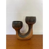 Besondere Bay Vase/Doppelvase 452 30 Aus Keramik in Braun Made West Germany 70Er Mid Century Vintage von HannoverVintagestore