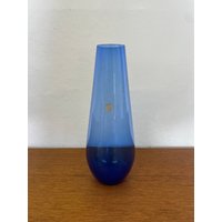 Blaue Kristall Vase Von Marsberger Glas 70Er Mid Century Vintage von HannoverVintagestore