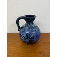 Blaue Vase Von Roth Keramik 4301 Mit Lila Made in West Germany 70Er Mid Century Vintage von HannoverVintagestore