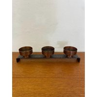 Brutalist Kerzenhalter Aus Kupfer Und Eisen 60Er Mid Century Vintage von HannoverVintagestore