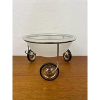 Designum „Fruit On Wheels" Obstschale/Glasschale Auf Silbernen Rollen Design Von Arnout Visser 90Er Vintage von HannoverVintagestore