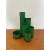 Deyhle Utensilo/Schreibtisch Organizer Stiftehalter Aus Metall in Grün 70Er Mid Century Vintage von HannoverVintagestore