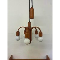 Domus Deckenlampe/Kronleuchter Typ 4451 Mit Seilzug Aus Teakholz 60Er Mid Century Vintage Domus Deckenlampe/Kronleuchter Typ 4451 Mit Seilzug Aus Teakholz 60Er Mid Century Vintage von HannoverVintagestore