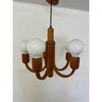 Domus Deckenlampe/Kronleuchter Typ 4454 Aus Teakholz Mit 5 Armen 60Er Mid Century Vintage von HannoverVintagestore