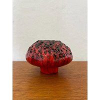 Fat Lava Otto Keramik Vase in Rot Und Schwarz 70Er Mid Century Vintage von HannoverVintagestore