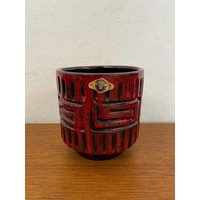 Fratelli Fanciullacci Blumentopf/Übertopf Aus Keramik in Rot 70Er Mid Century Vintage von HannoverVintagestore