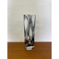 Glashütte Gistl Kristallglas Vase Aus Massivem Glas Mit Grau-Lila 70Er Mid Century Vintage von HannoverVintagestore