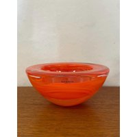 Große | 17, 5cm Kosta Boda „Atoll" Schale Aus Massivem Glas in Orange Vintage von HannoverVintagestore
