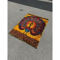 Hochfloriger Pfauen Rya Teppich Von Ege Taepper Deluxe Made in Denmark 70Er Mid Century Vintage von HannoverVintagestore