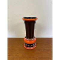 Jasba Vase 1170 18 Aus Keramik in Braun Und Orange 70Er Mid Century Vintage von HannoverVintagestore