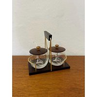 Marmeladen - Und Honig-Menage Aus Holz Glas 60Er Mid Century Vintage von HannoverVintagestore
