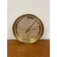 Moco Wetterstation/Thermometer Barometer Aus Metall in Gold 60Er Mid Century Vintage von HannoverVintagestore