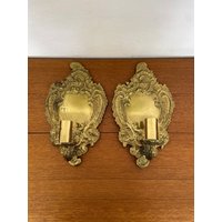 Set 2 Edler Wandleuchter Im Hollywood Regency Stil Von Basche München Aus Metall in Gold Vintage von HannoverVintagestore