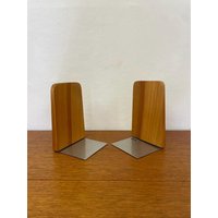 Set 2 Holz Buchstützen 60Er 70Er Mid Century Vintage von HannoverVintagestore