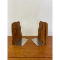 Set 2 Teakholz Buchstützen 60Er 70Er Mid Century Vintage von HannoverVintagestore