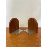 Set 2 Teakholz Buchstützen 60Er 70Er Mid Century Vintage von HannoverVintagestore