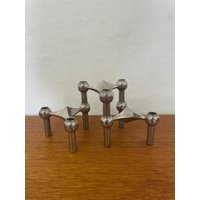 Set 3 Bmf Stoff Nagel Kerzenständer/Kerzenhalter Zum Stecken in Silber 60Er 70Er Jahre Mid Century Vintage von HannoverVintagestore