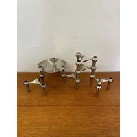 Set 5 Bmf Stoff Nagel Kerzenständer/Kerzenhalter Zum Stecken & Schale in Silber 60Er 70Er Jahre Mid Century Vintage Set 5 Bmf Stoff Nagel Kerzenständer/Kerzenhalter Zum Stecken & Schale in Silber 60Er 70Er Jahre Mid Century Vintage von HannoverVintagestore