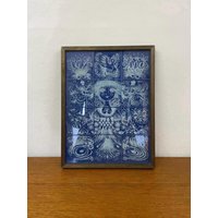 Signiertes Handgemaltes Bild „Verwunschen" Aus Holz Und Mit Metallrahmen in Blau 70Er Mid Century Vintage von HannoverVintagestore