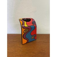 Steuler Vase Im Memphis Stil Aus Keramik in Schwarz Mit Buntem Pop Art Muster 80Er Vintage von HannoverVintagestore