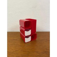 Utensilo/stiftehalter Mit 5 Fächern Von Hof Aus Kunststoff in Rot 70Er Mid Century Vintage von HannoverVintagestore