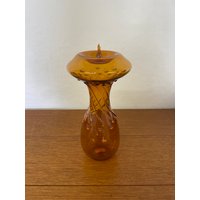 Vintage Kerzenhalter/Kerzenständer Komplett Aus Gelbem/Bernsteinfarbenem Glas 70Er Mid Century von HannoverVintagestore