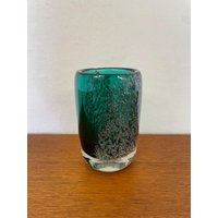 Zwiesel Bubble Vase Aus Massivem Glas in Grün 70Er Mid Century Vintage von HannoverVintagestore