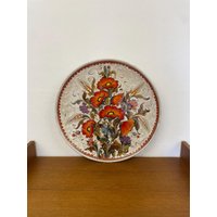 xl Großer Schiavon Wandteller/Wandkeramik Mit Blumen-Motiv 60Er Mid Century Vintage von HannoverVintagestore