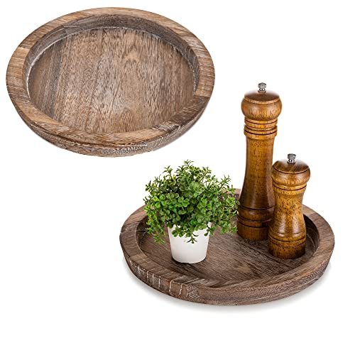 Hanobe Rustikales Serviertablett aus Holz: Set Mit 2 Runden Holz-Butlern, Dekoratives Vintage-Mittelstück, Kerzenhalter, Bauernhaus-Ottomane für Küche, Arbeitsplatte Hanobe Rustikales Serviertablett aus Holz: Set Mit 2 Runden Holz-Butlern, Dekoratives Vintage-Mittelstück, Kerzenhalter, Bauernhaus-Ottomane für Küche, Arbeitsplatte von Hanobe