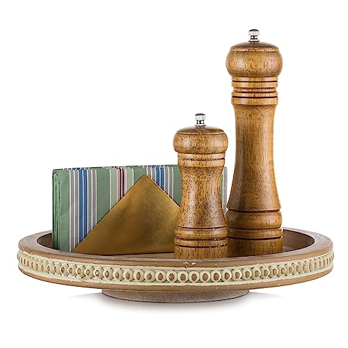 Hanobe Tablett zur Tischdekoration: Runder Drehteller aus Holz mit ca. 30,5 cm, für Esstisch, Küchenarbeitsplatte, Couchtisch und als Heimdekoration, perlenbesetzt, braun Hanobe Tablett zur Tischdekoration: Runder Drehteller aus Holz mit ca. 30,5 cm, für Esstisch, Küchenarbeitsplatte, Couchtisch und als Heimdekoration, perlenbesetzt, braun von Hanobe