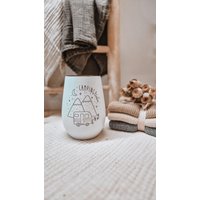 Camping Windlicht Aus Glas - 6 Verschiedene Designs Mit Wohnwagen, Bergen & Sternen Dekoration Geschenkidee Für Camper von Hanobunt