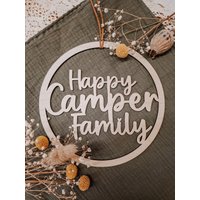 Holzschild „Happy Camper Family" - Wohnwagen Deko | Camping Geschenk Lasergravur Vanlife Wohnmobil Zubehör Für von Hanobunt