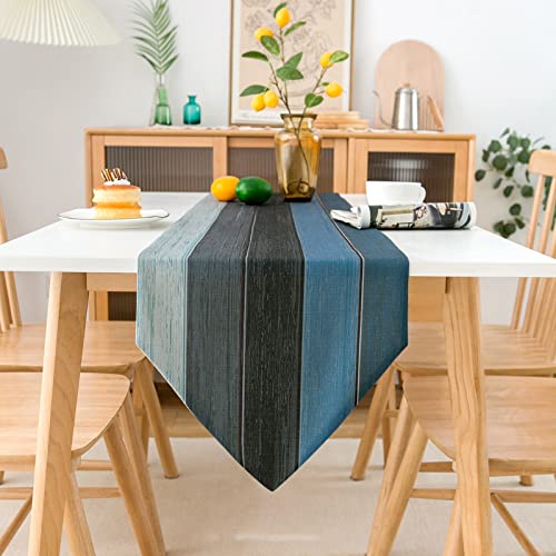 Hanrunsi Tischläufer Moderne Wohnzimmer Blau Tischsets Rustikale Holz Tischläufer Antike Alte Tischläufer Platz Sets Planken Nackte Tischsets Läufer Set für Esstisch Party Hochzeitswäsche 33x183cm von Hanrunsi