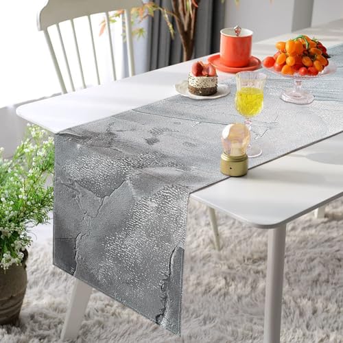 Tischläufer Modern 40x140cm Grau Sand Textur Tischläufer für Esstisch Party Hochzeitsdekoration Leinen Grau Modern Tischläufer Decke für Frühling Sommer Herbst Winter Dekor von Hanrunsi