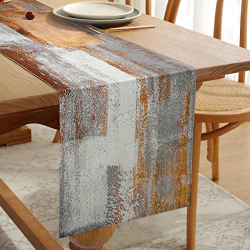 Tischläufer Modern Baumwolle Leinen Akzent Braun Double Layer Thick Dekoratives Tuch für Party, Abendessen, Urlaub, Küche, Bankett, Restaurant, Außenbereich, 33 x 183 cm, Maschinenwaschbar von Hanrunsi