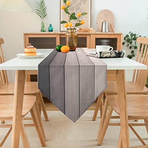 Hanrunsi Tischläufer Grau Moderne Wohnzimmer Tischsets Grau Leinen Tischläufer Zimmersets Antik Alt Rustikal Holz Grau Tischsets für Esstisch Party Hochzeit Bettwäsche 40x140cm von Hanrunsi