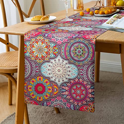 Tischläufer Boho Style Vintage Tischläufer Leinen Tischläufer Bunt Tischläufer Boho Tischdecke Marokkanische Mandala Tischdecke Urlaub Party Hochzeit Bankett Restaurant Dekorat Geschenk 33 X 183cm(C) von Hanrunsi