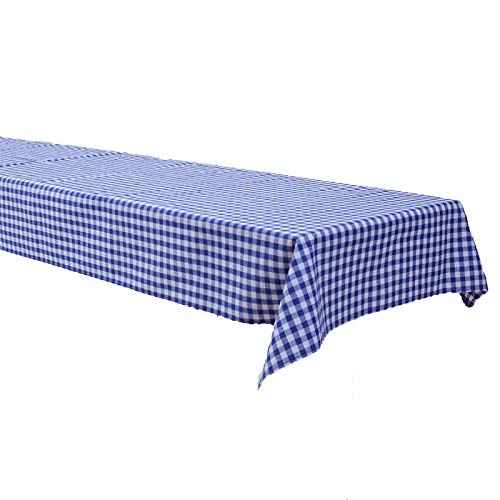 Biertisch Tischdecke 130x270 cm Karo 1x1 cm Blau Baumwolle (Pflegeleicht, Bei 60° waschbar, Trocknergeeignet, Wiederverwendbar, Gewebtes Karomuster) von Hans-Textil-Shop