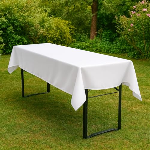 Biertisch Tischdecke 80x250 cm Weiß Baumwolle (Pflegeleicht, Kochfest, Trocknergeeignet, Wiederverwendbar, Schadstoffgeprüfter Stoff, Markenware, Made in Europe) Biertisch Tischdecke 80x250 cm Weiß Baumwolle (Pflegeleicht, Kochfest, Trocknergeeignet, Wiederverwendbar, Schadstoffgeprüfter Stoff, Markenware, Made in Europe) von Hans-Textil-Shop