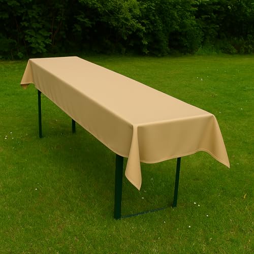 Biertisch Tischdecke Uni Polyester - Einfarbig, Pflegeleicht, Bügelfrei, Biertischtischdecke, Für Bierzeltgarnitur (Sand Beige, 110x270 cm) von Hans-Textil-Shop