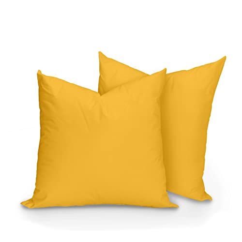 2er Set Kissenbezüge, 100% Baumwolle, Reißverschluss - Kopfkissen, Dekokissen, Couchkissen, Sofakissen (40x40 cm, Gelb) von Hans-Textil-Shop